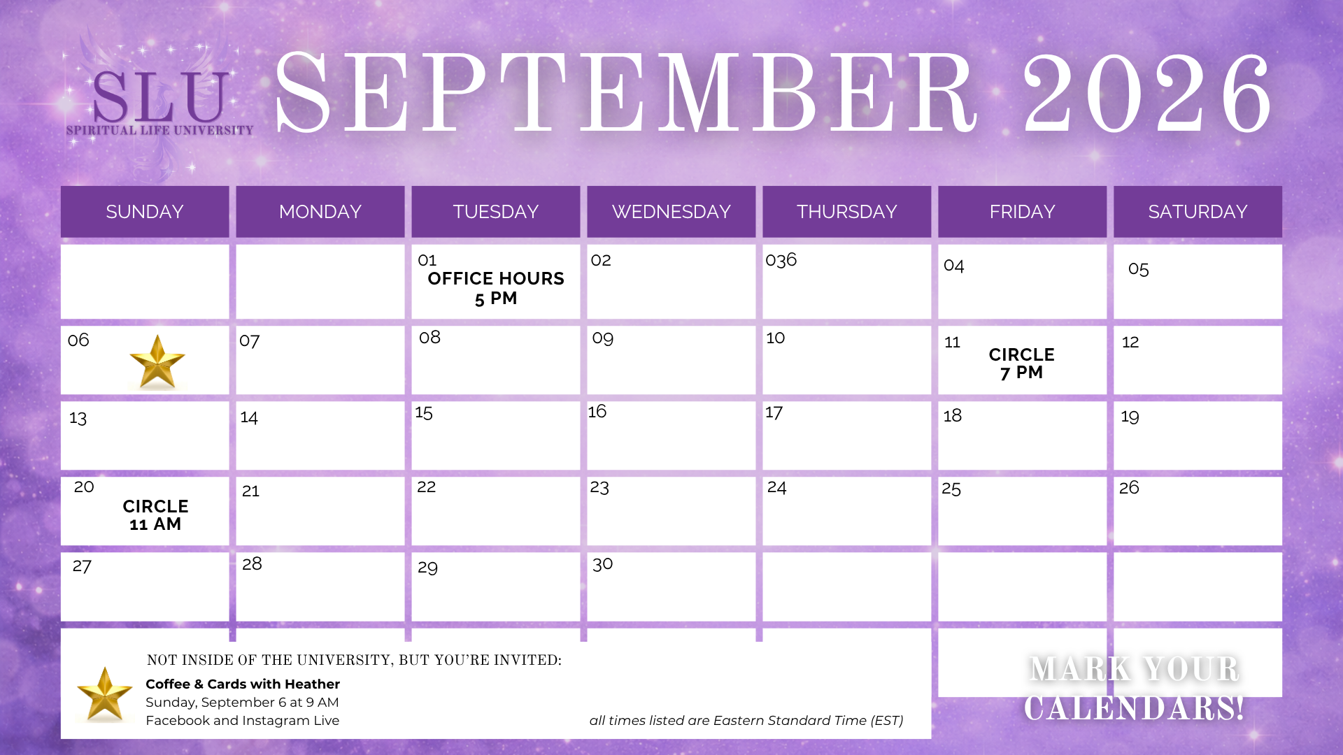 Monthly Calendar - Spiritual Life University
