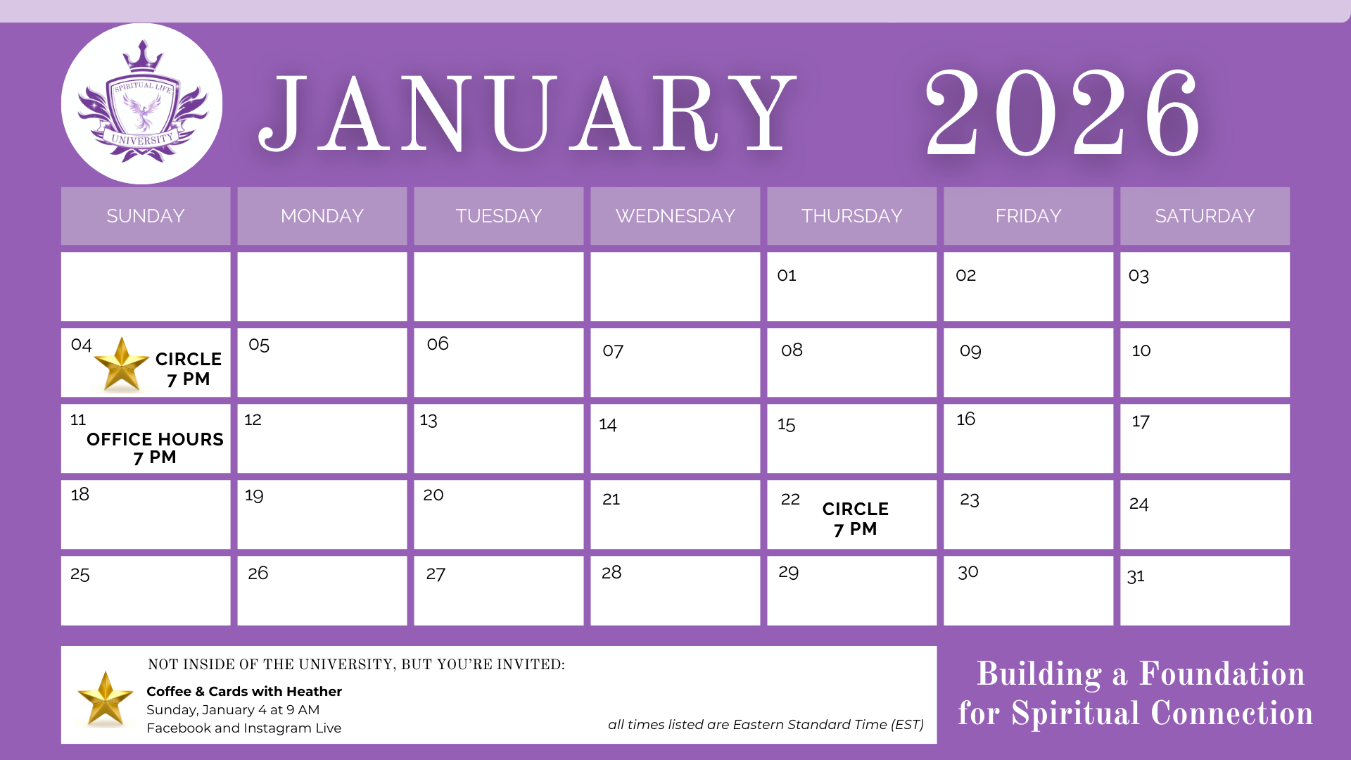Monthly Calendar - Spiritual Life University