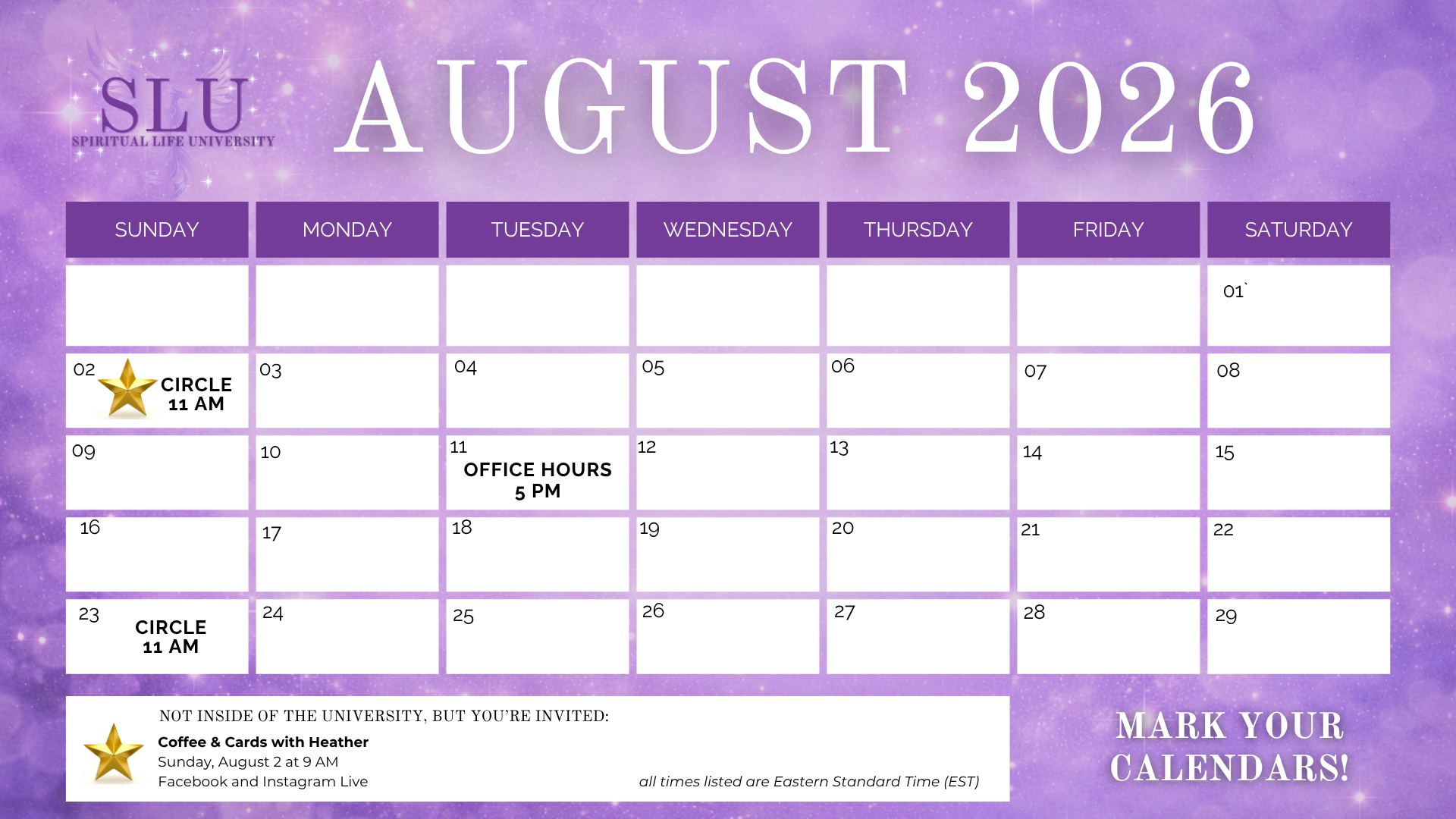 Monthly Calendar - Spiritual Life University