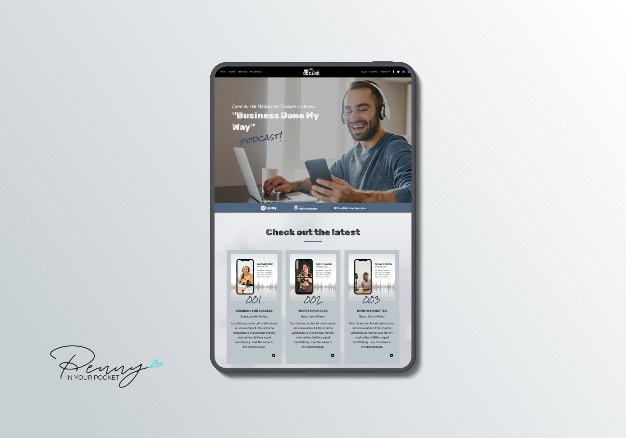 Mockup of Penny In Your Pocket Kajabi Page Template for Communities Product