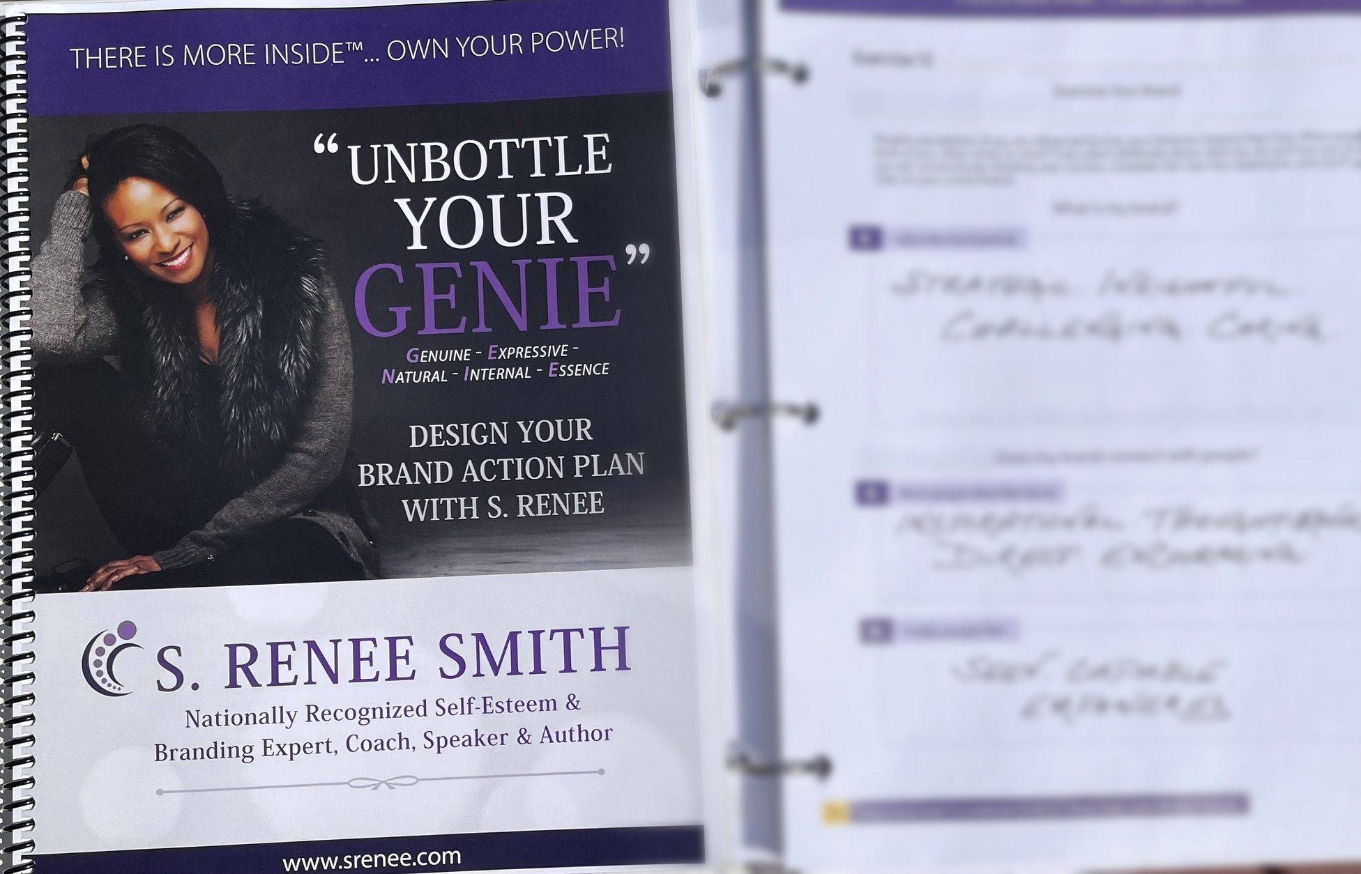 The UnBottle Your GENIE workbook, open to a completed reflection exercise