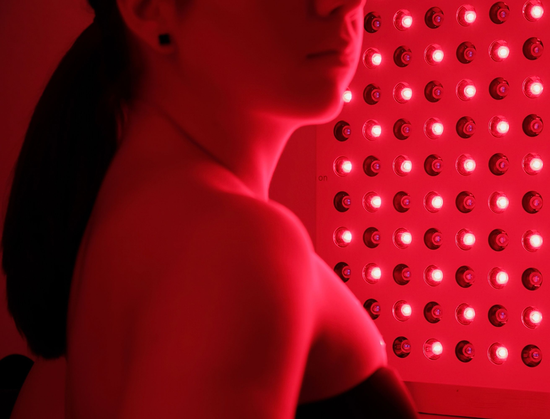 Close-up of woman breathing deeply in ice bath during Soultrain recovery session in Sydney