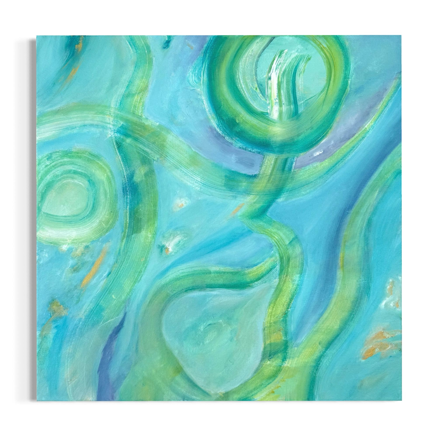 The Beauty of Light - Light Energy Art abstract painting with flowing curves in turquoise, blues, green, and touches of purple and gold