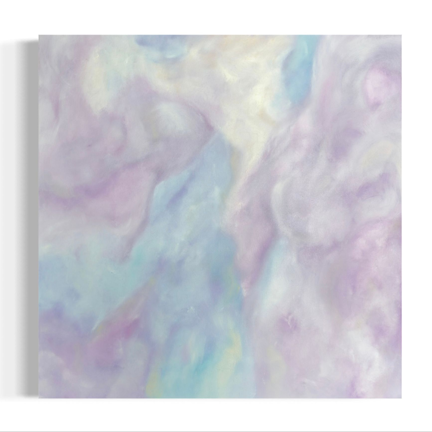The Lightness of Being - original spiritual abstract painting with dreamy purples, blues, luminous white and touches of gold