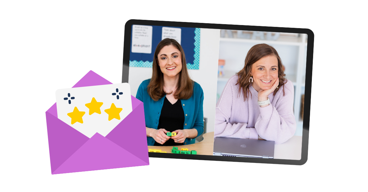 an iPad showing an image of Alison and Amie, hosts of the online bonus trainings, as well as an icon of an invitation