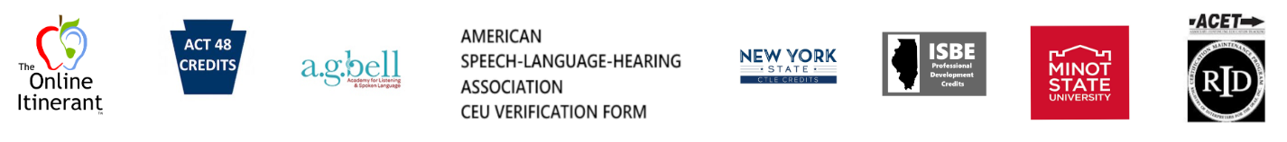 Online Itinerant, ACT 48, AG Bell, ASHA, CTLE, ISBE, Minot, RID