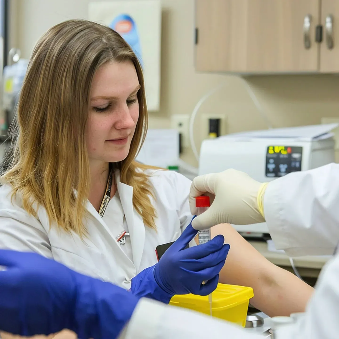 phlebotomist doing Sample Handling