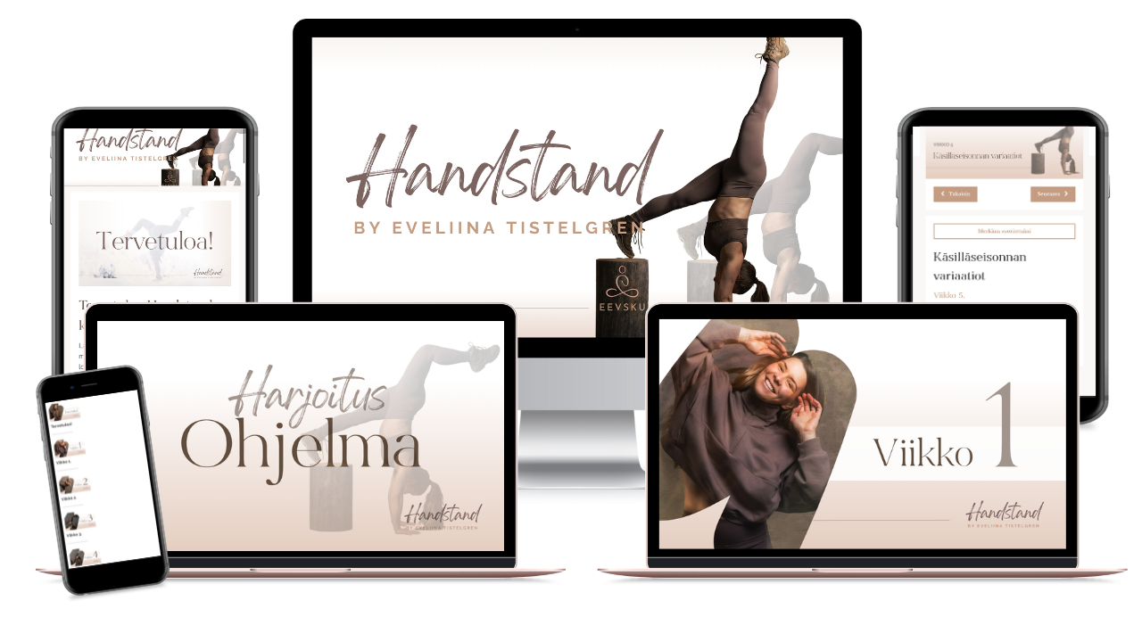 yoga & journal valmennuksen kansi tietokoneruudulla