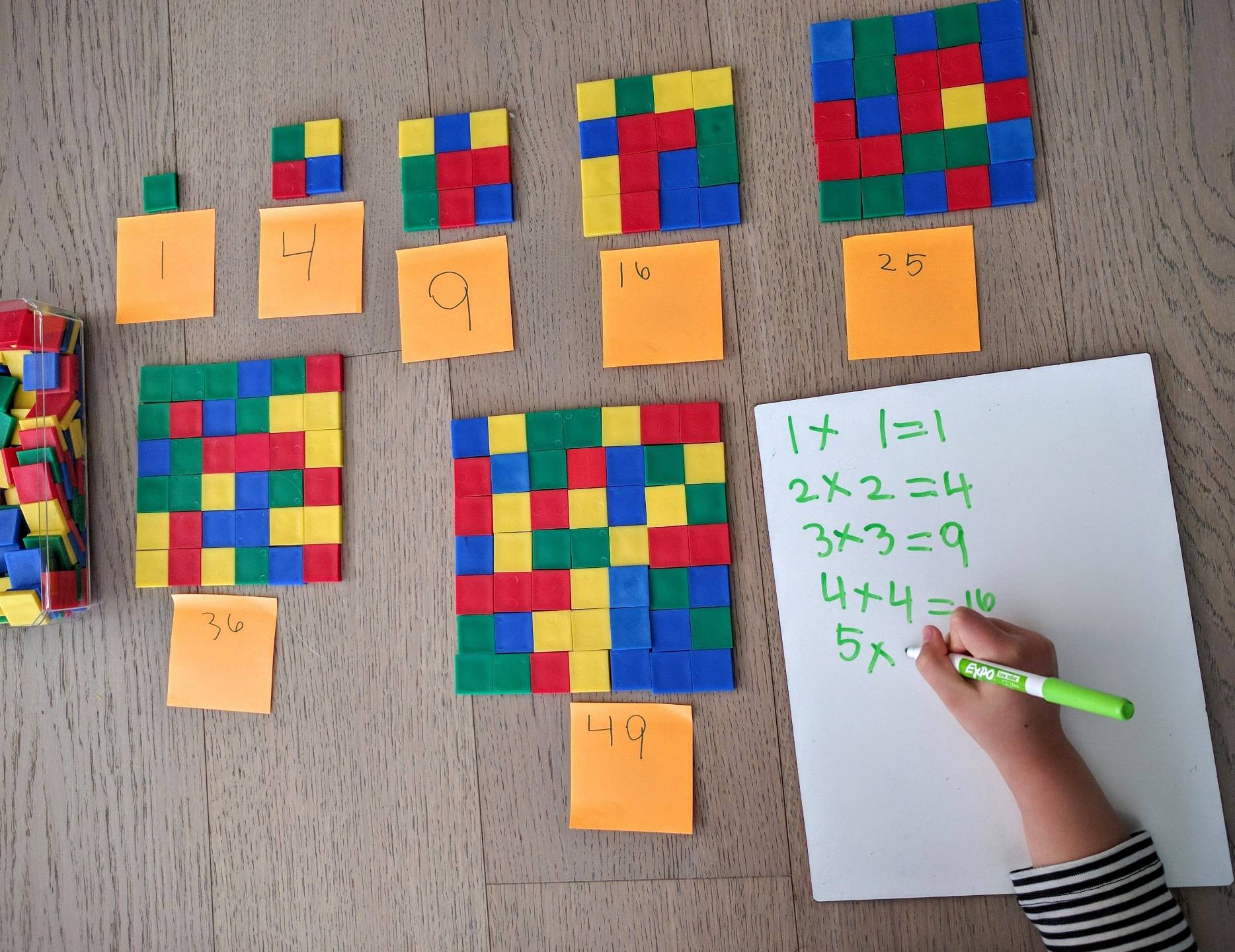 Active learning - square number arrays