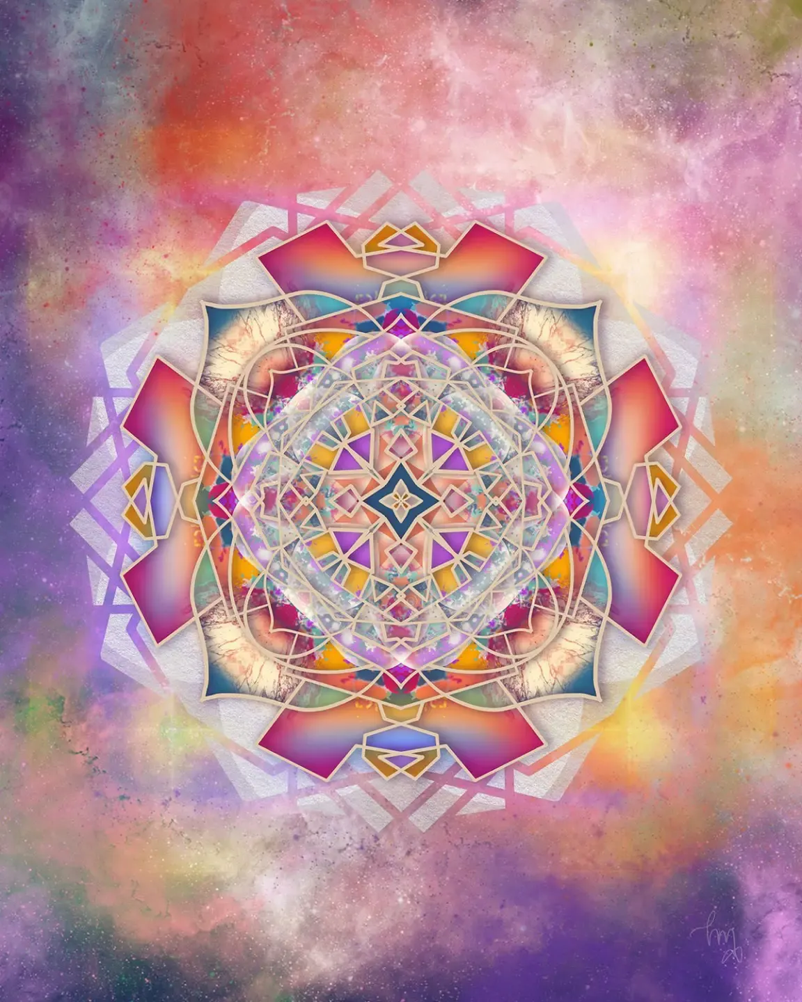 sacred soul art_geometric art_aura art_pink orange ascension art_intuitive art