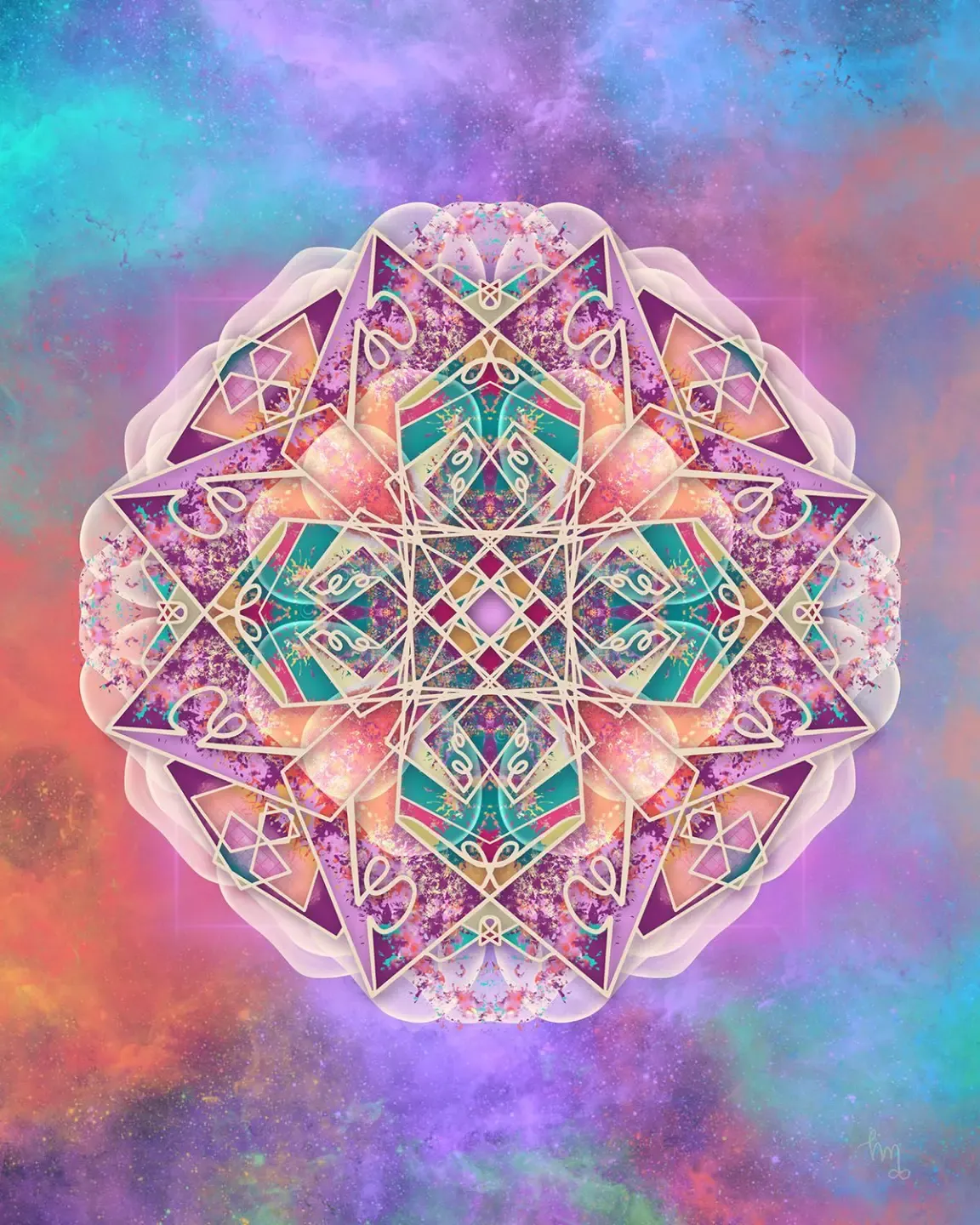 sacred soul art_geometric art_aura art_pink orange ascension art_intuitive art