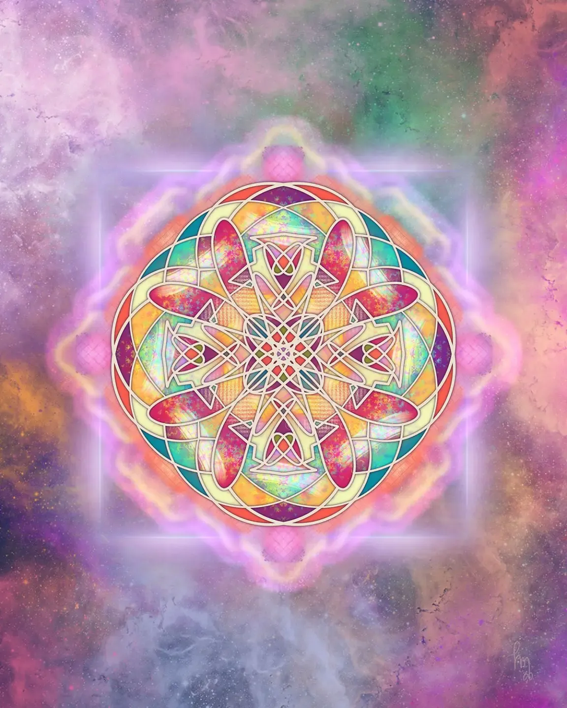 sacred soul art_geometric art_aura art_pink orange ascension art_intuitive art
