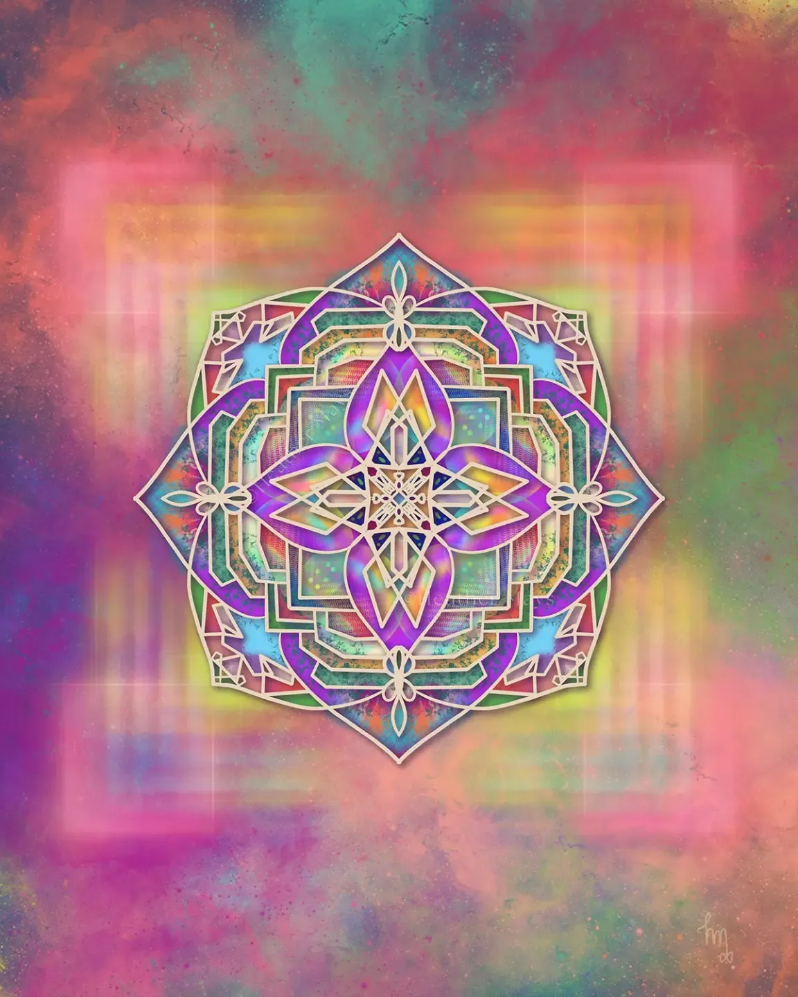 sacred soul art_geometric art_aura art_pink orange ascension art_intuitive art