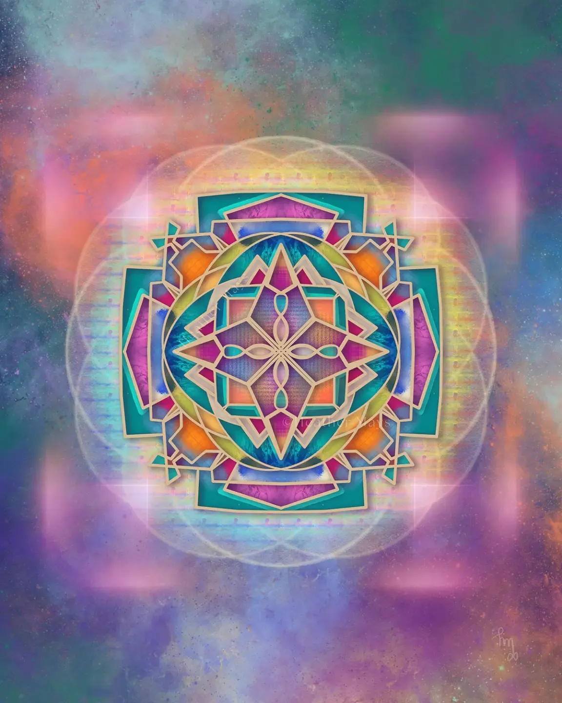 blue squares and beams of light sacred soul art_geometric art_aura art_purple green_ascension art_intuitive art