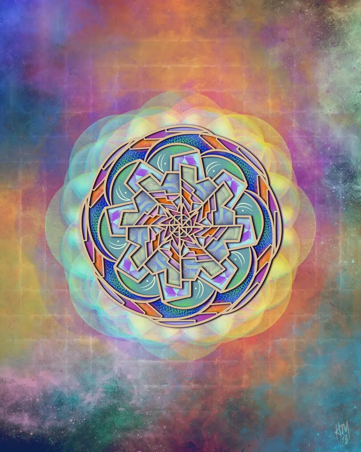 sacred soul art_geometric art_aura art_pink orange ascension art_intuitive art