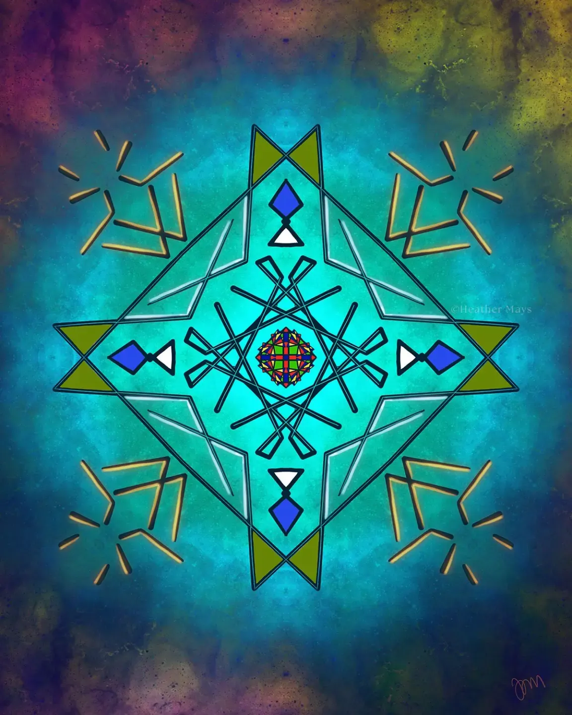 blue and green geometric art