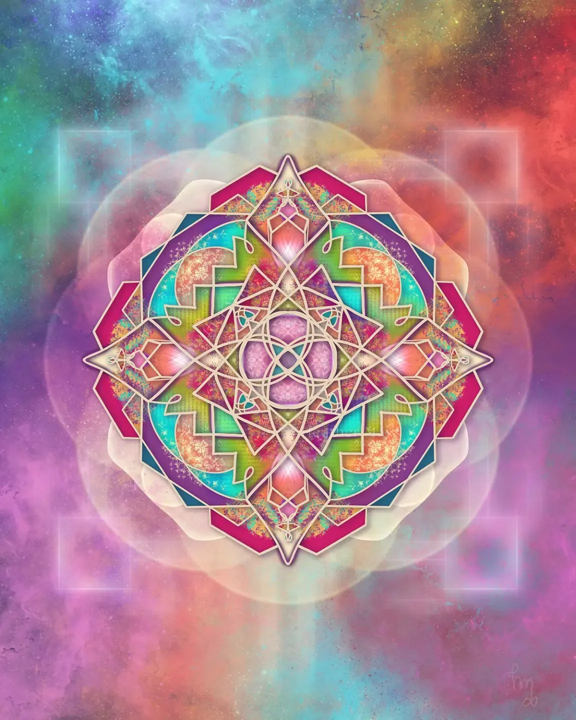 sacred soul art_geometric art_aura art_pink orange ascension art_intuitive art