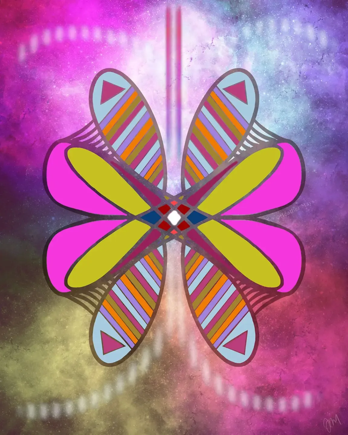 purple, pink and blue butterfly art