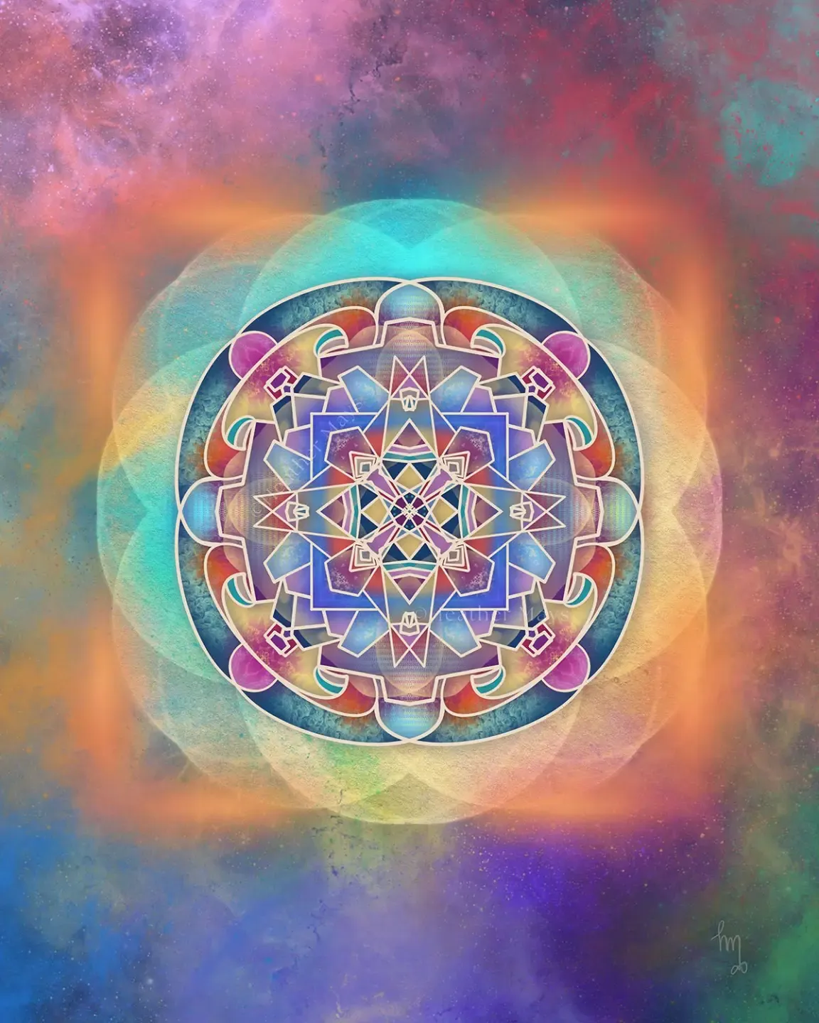 sacred soul art_geometric art_aura art_blue orange_ascension art_intuitive art