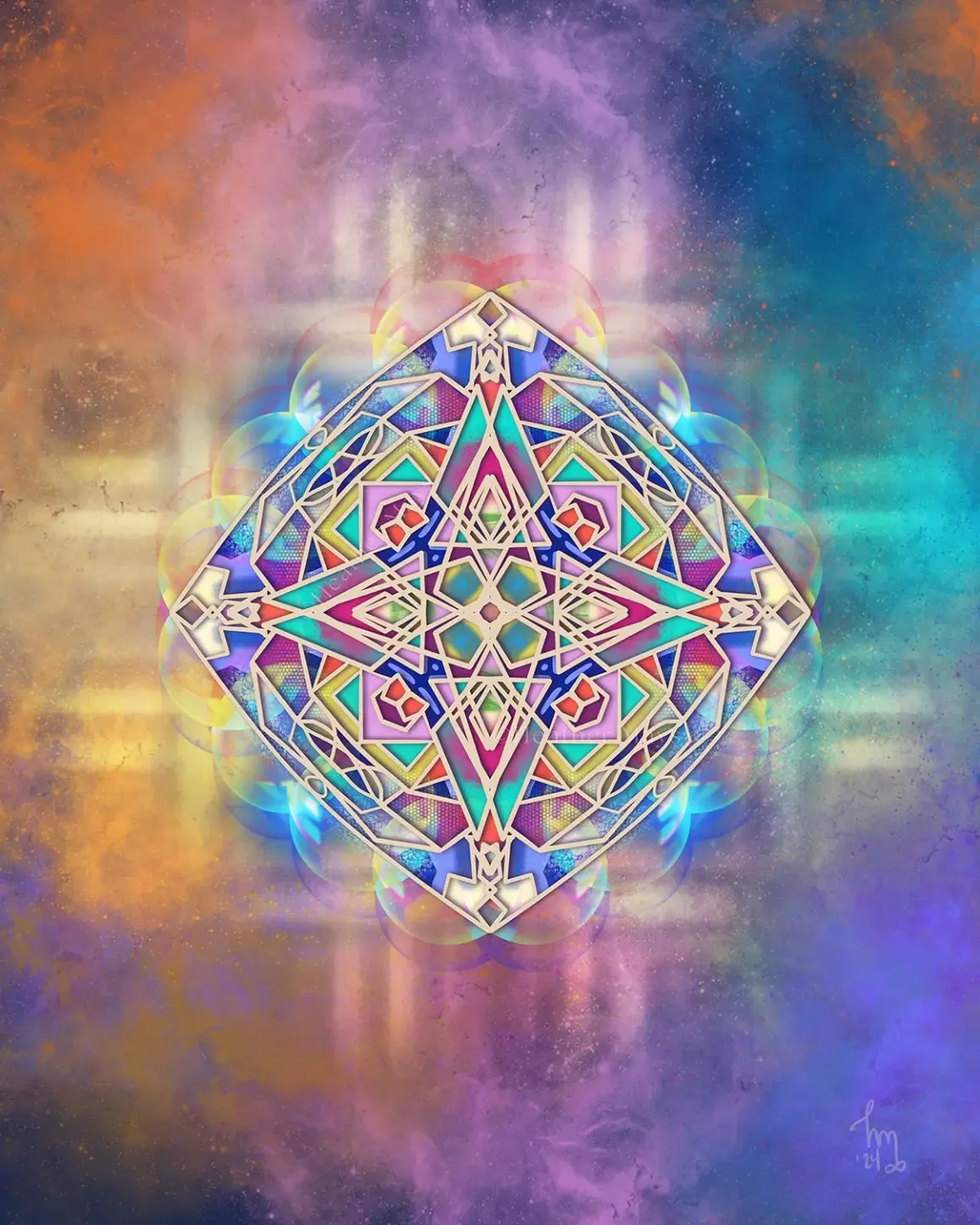sacred soul art_geometric art_aura art_pink orange ascension art_intuitive art