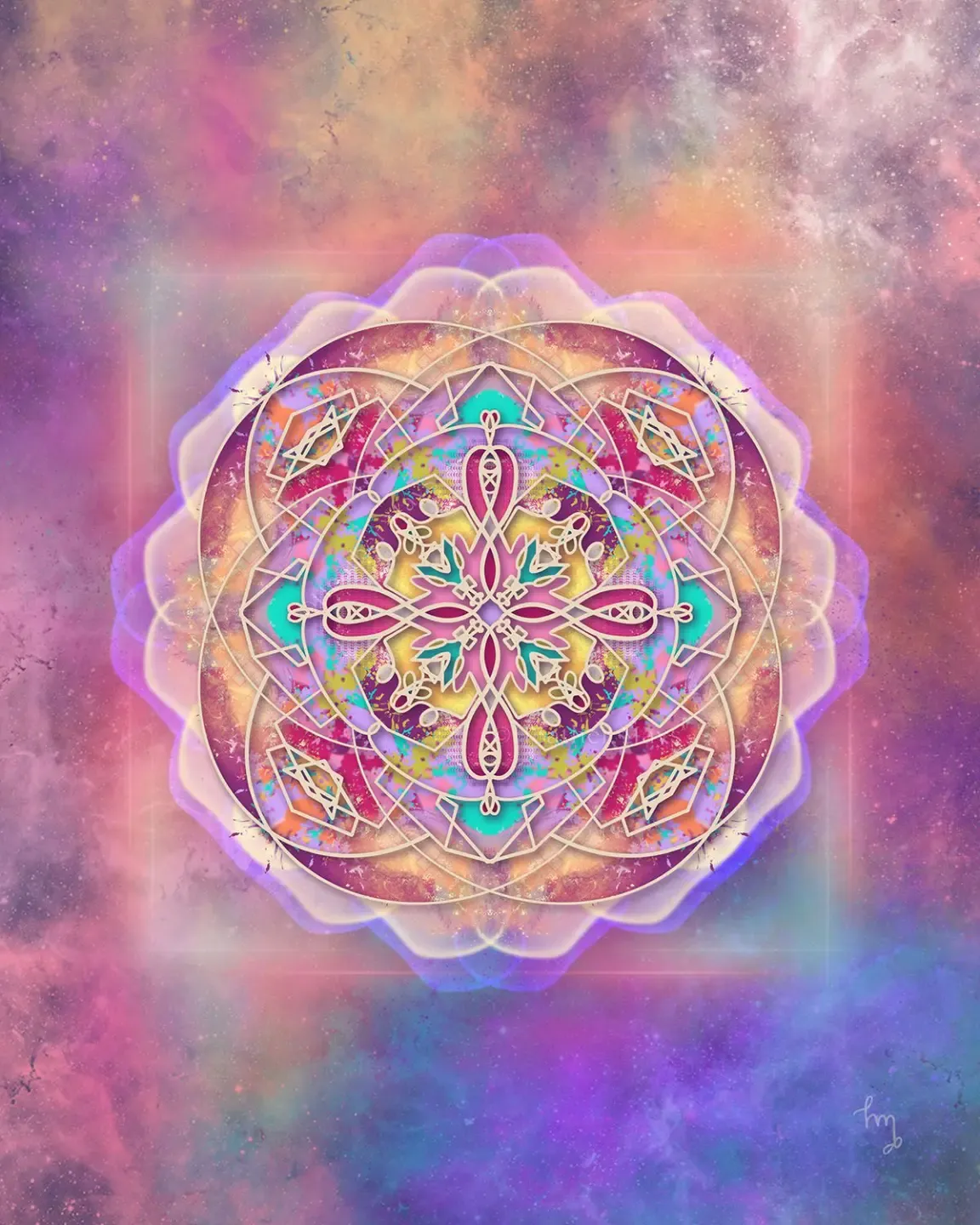 sacred soul art_geometric art_aura art_pink orange ascension art_intuitive art