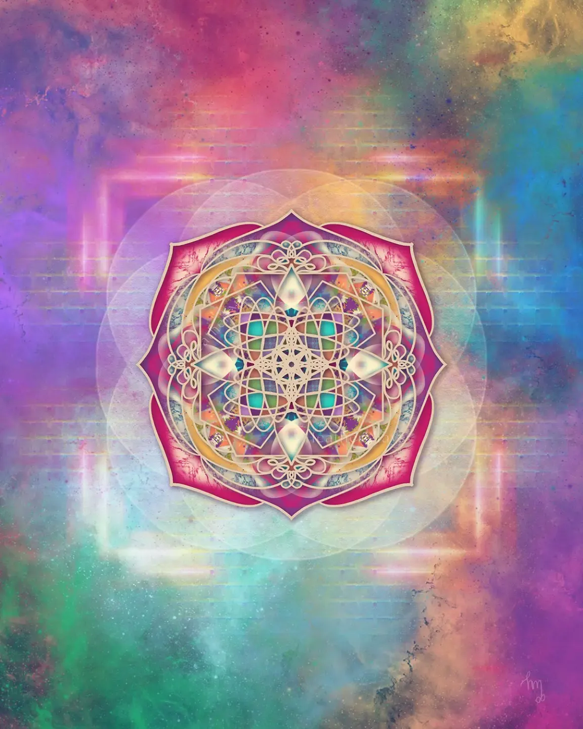 sacred soul art_geometric art_aura art_pink orange ascension art_intuitive art