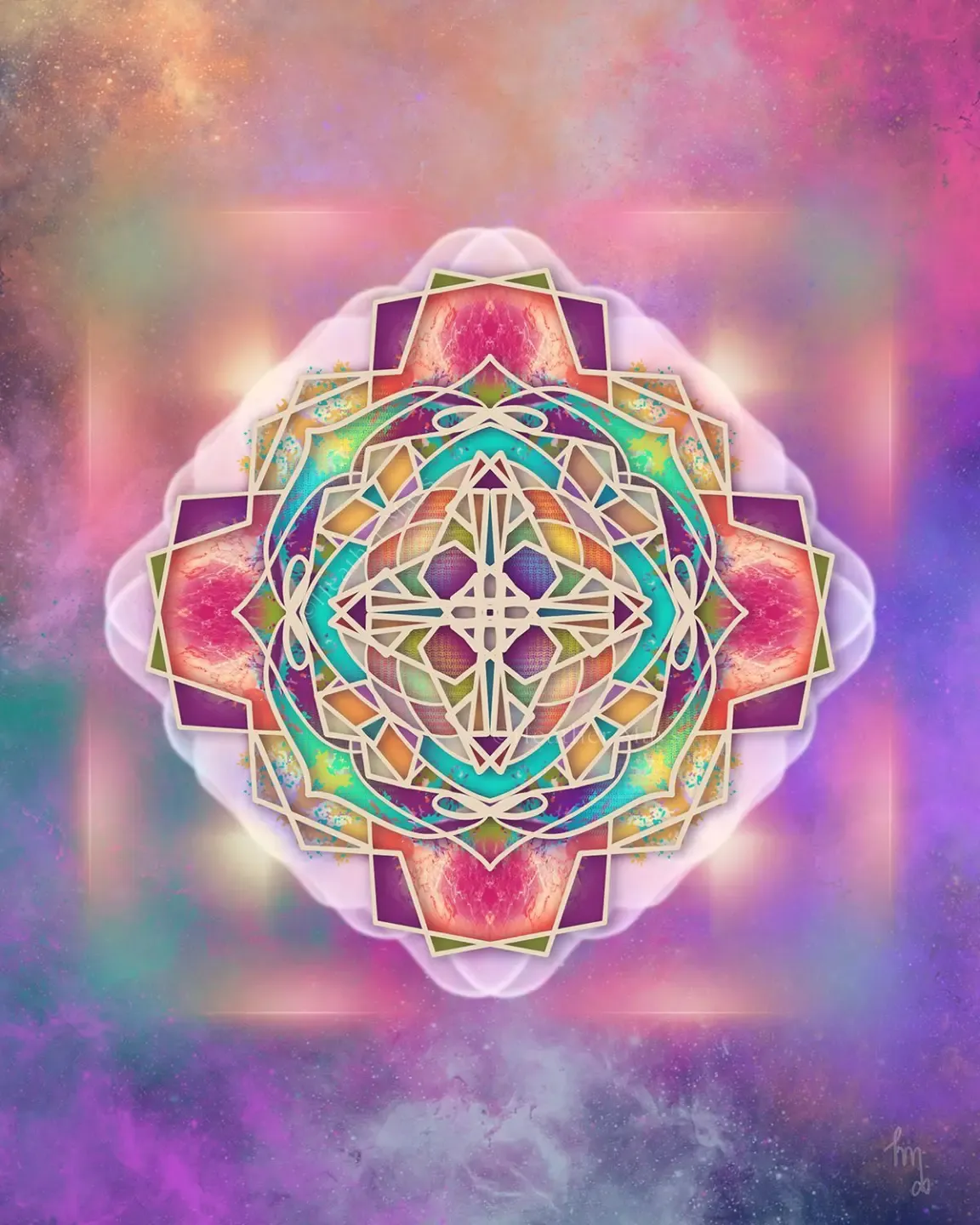sacred soul art_geometric art_aura art_pink orange ascension art_intuitive art