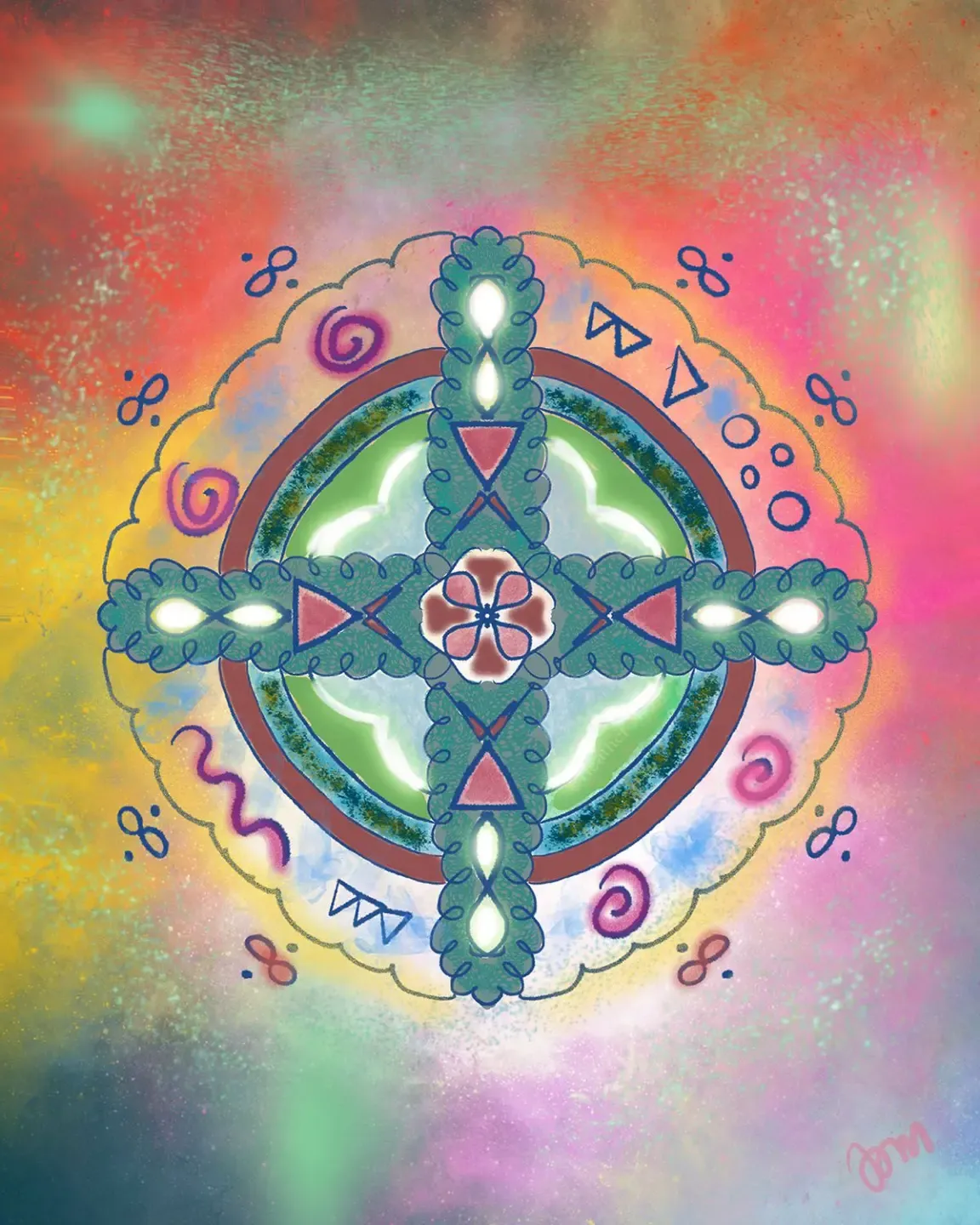 flowery cross sacred art