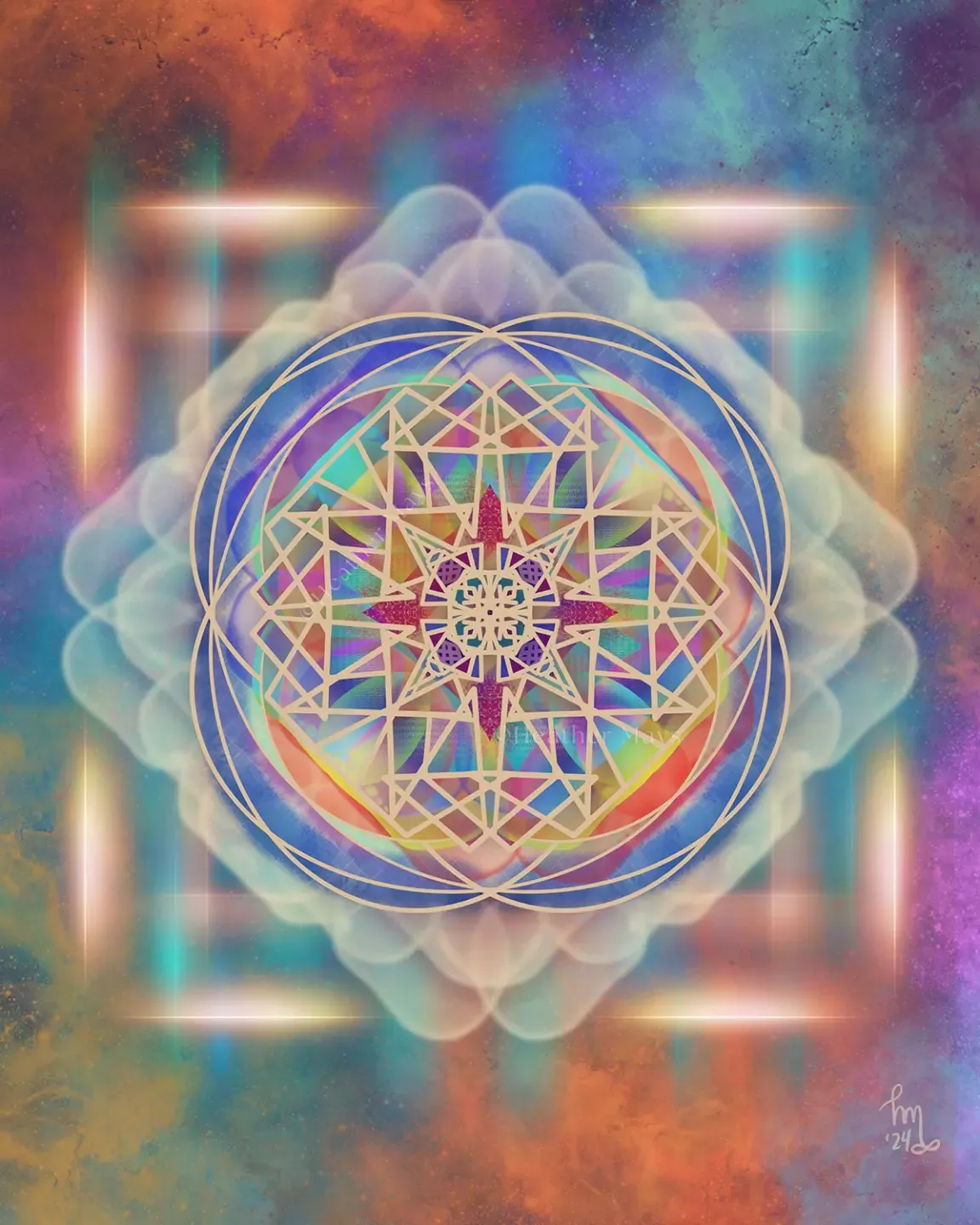sacred soul art_geometric art_aura art_pink orange ascension art_intuitive art
