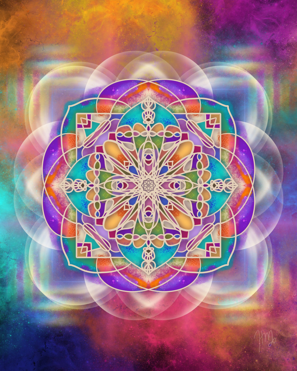 sacred soul art_geometric art_aura art_pink orange ascension art_intuitive art