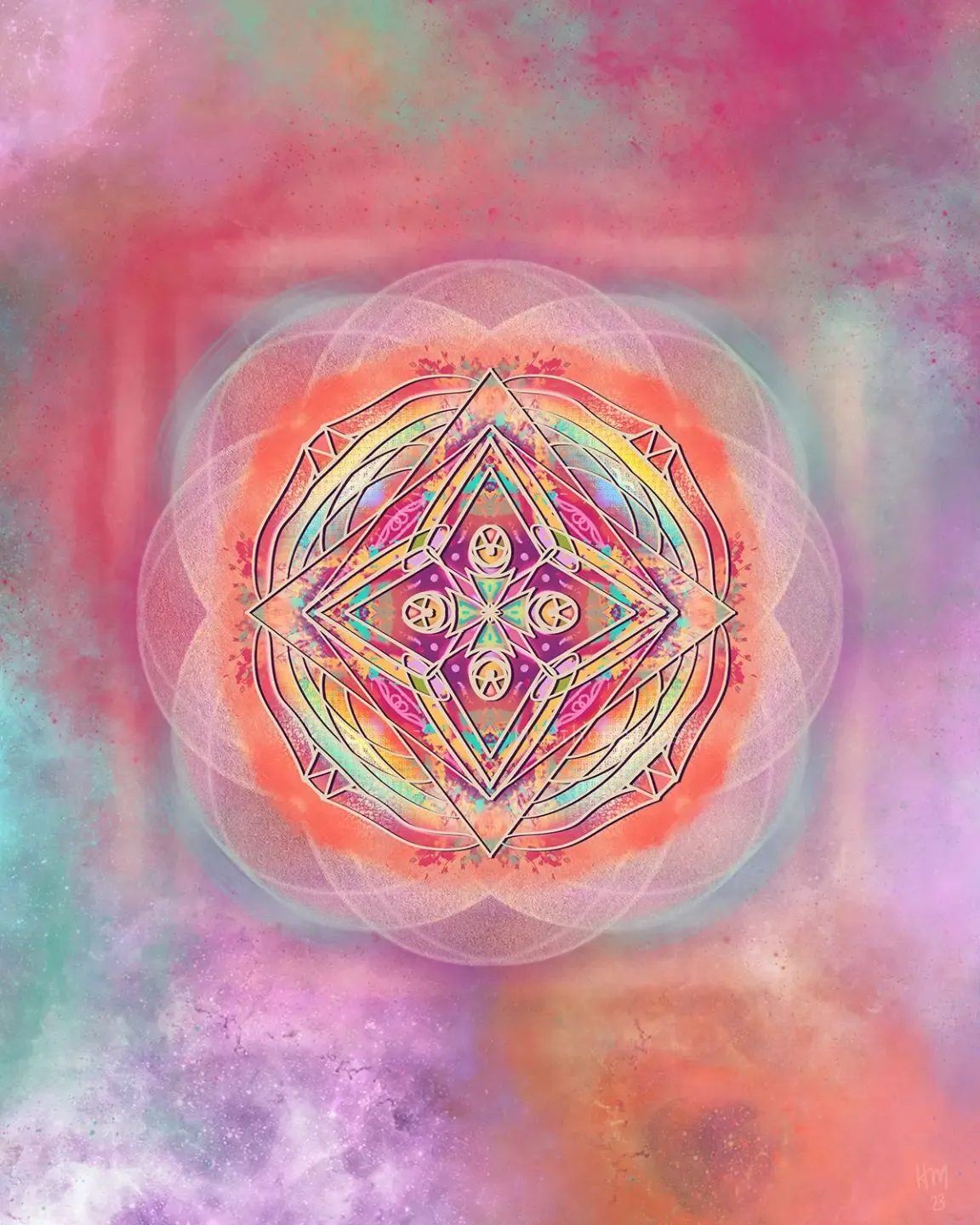 blue and green geometric art