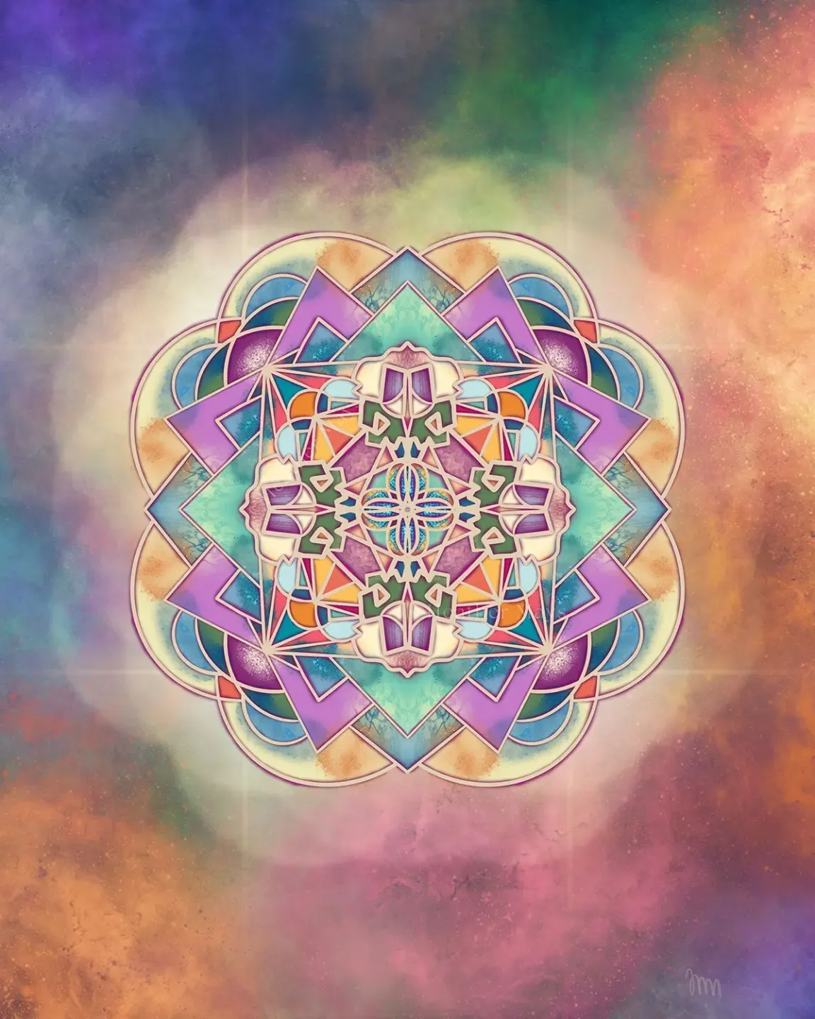 blue and green geometric art