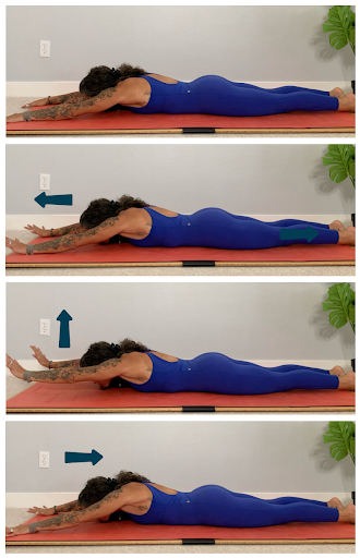 photo of a woman laying on the floor doing shoulder drills for handstand