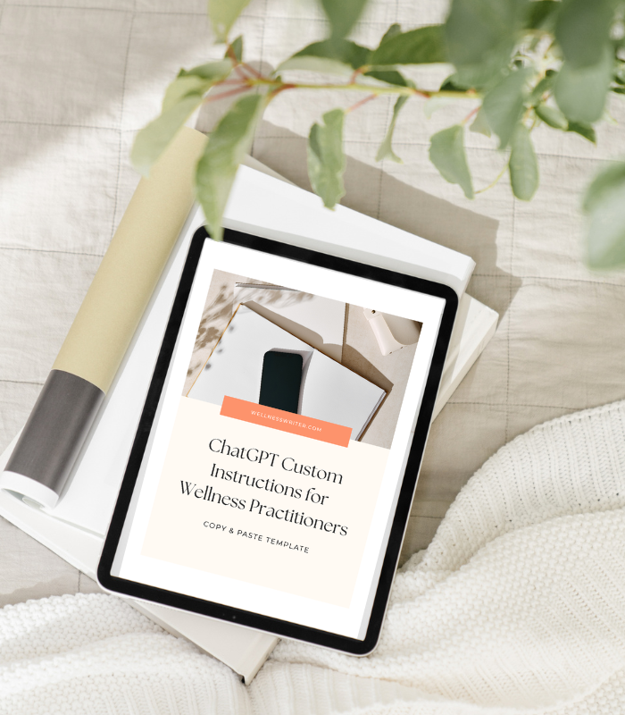 ChatGPT tools customized for wellness practitioners creating marketing content