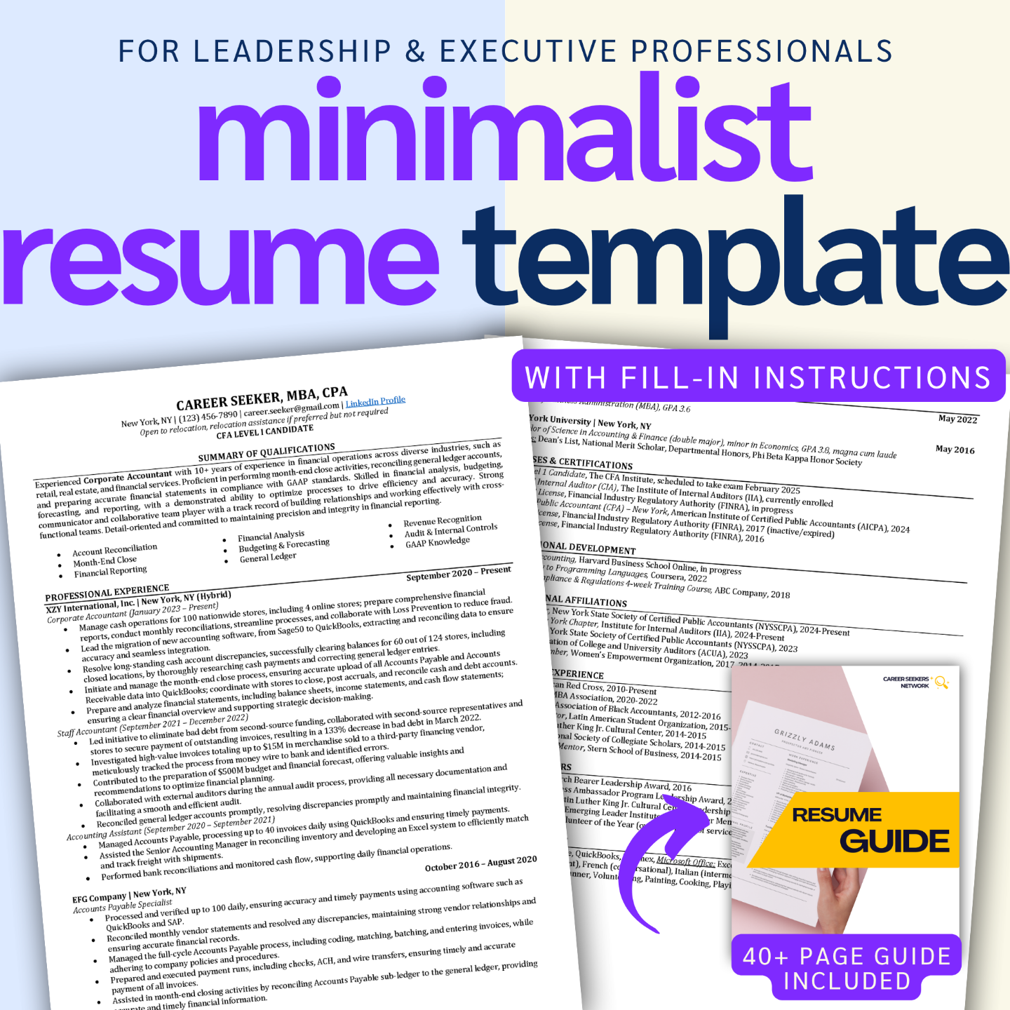 Career Seekers Network Resume Template & Guidebook for Leadership & Executive Professionals