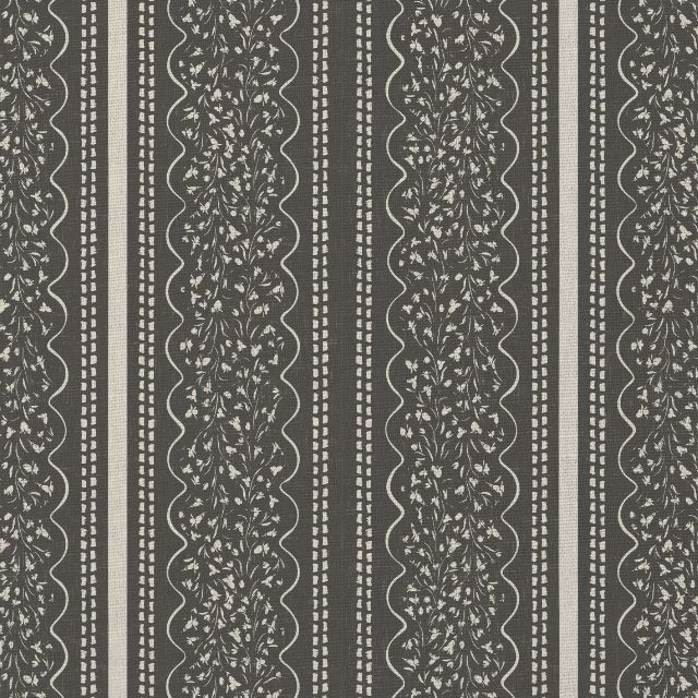 Floral Trellis Stripe Charcoal Pattern