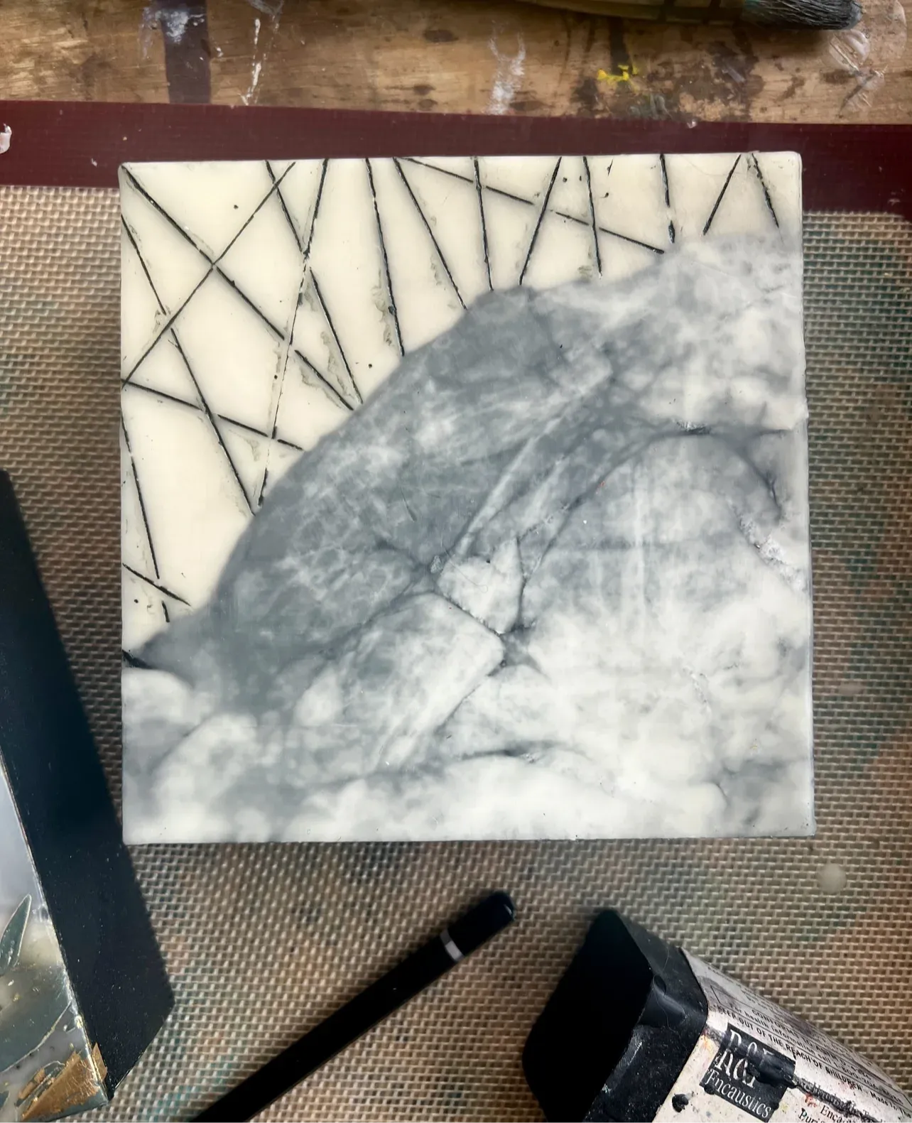 tyvek under encaustic image
