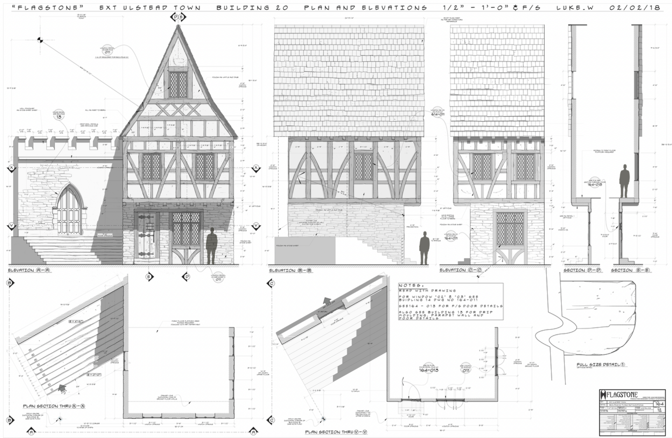 A layout drawing of a sketch model of a house from the film Maleficent 2 