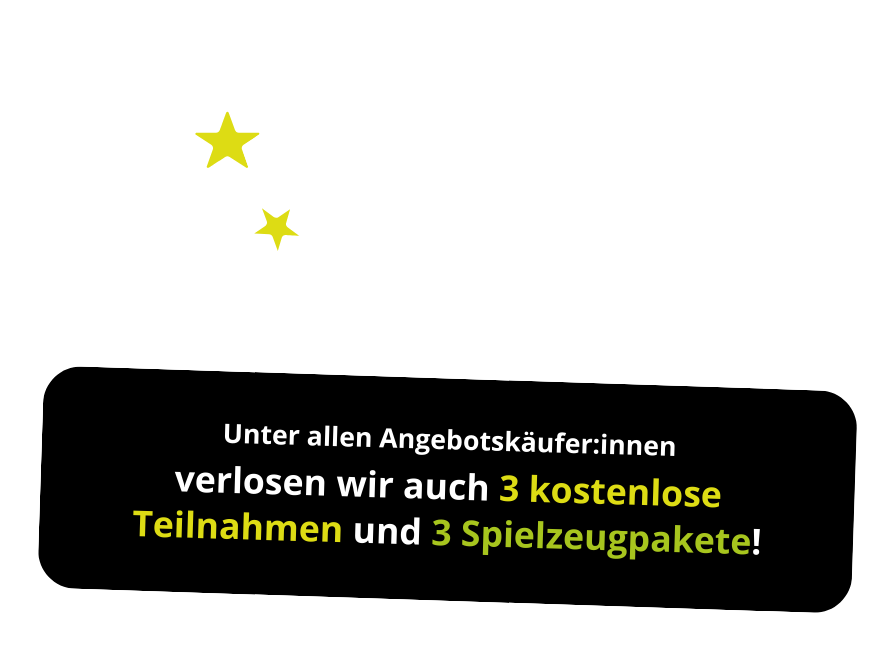 Verlosung: 3 kostenlose Teilnahme & 3 Spielzeugpakete