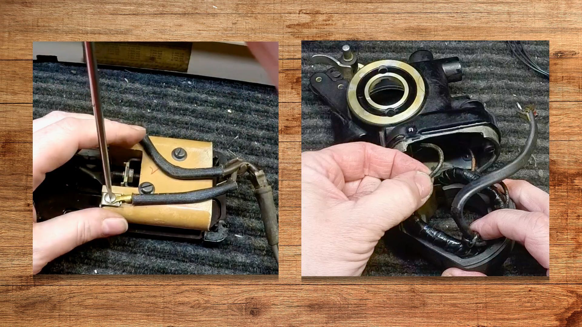 Learn to rewire singer sewing machine motors, vintage sewing machine motor rewiring, sewing machine foot pedal rewiring and cleaning