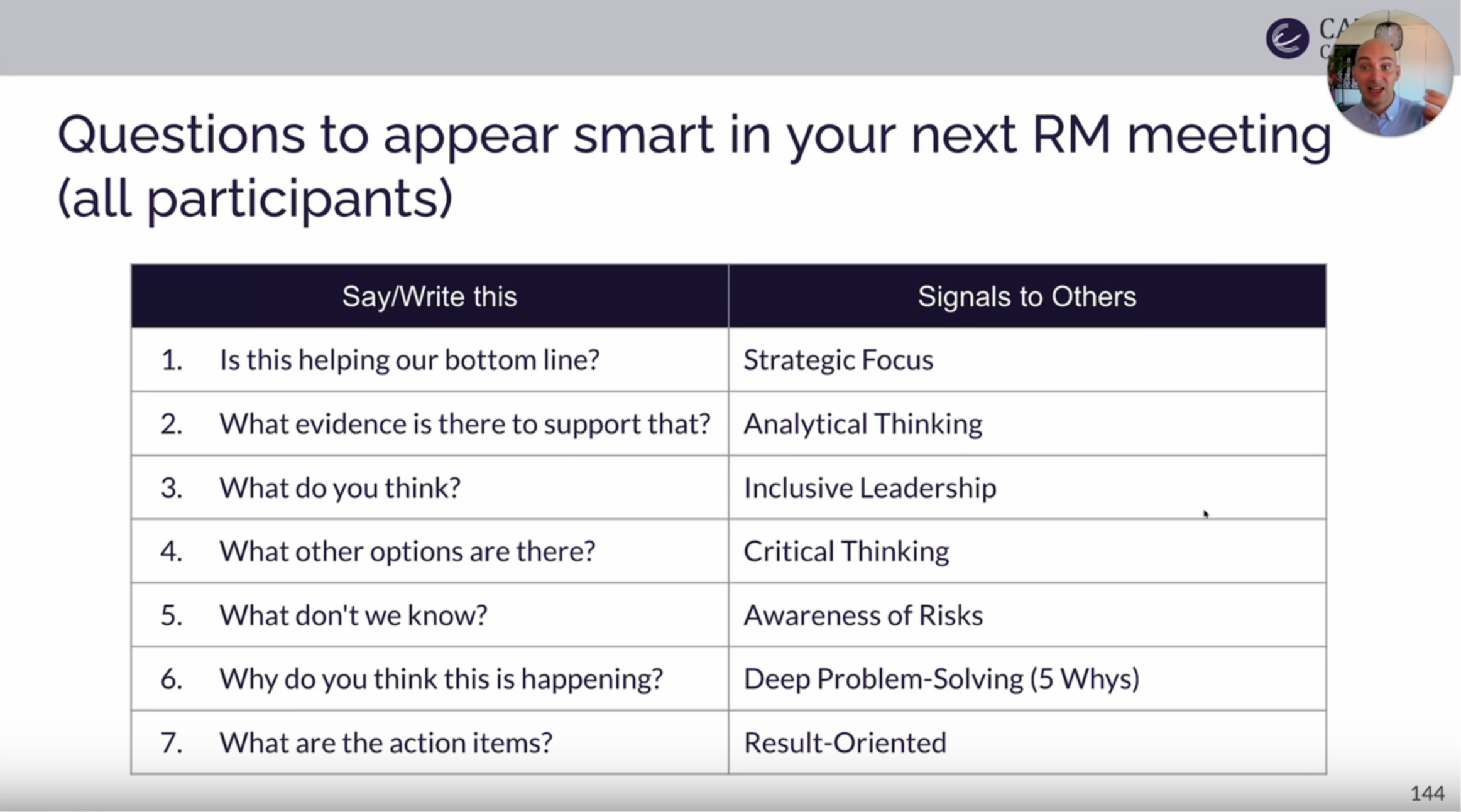 revenue meeting framework