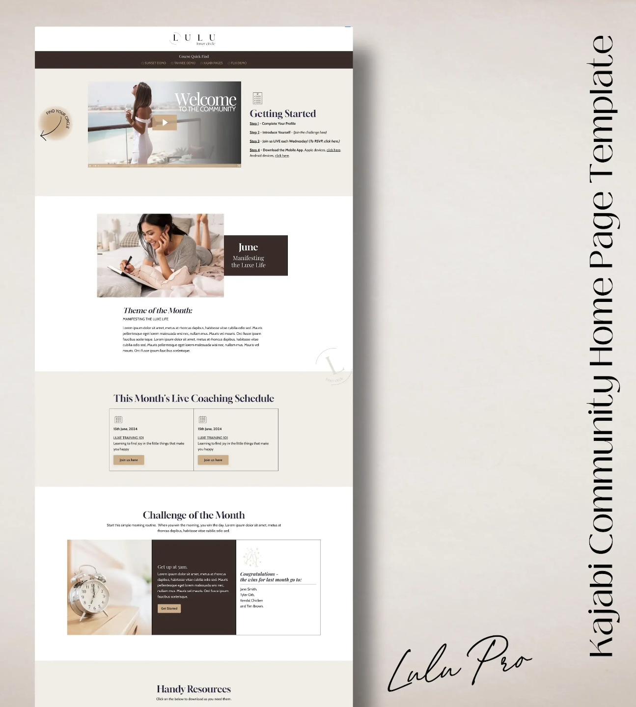 Kajabi Lulu Community Home Page Template - Mockup