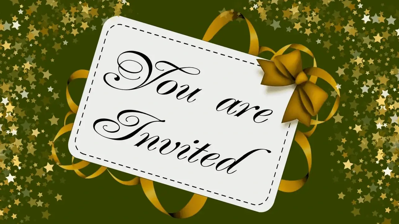 Your are invited - green and gold invitation