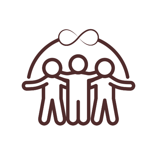 Line art of a human head with a heart and growing leaves inside, symbolising confidence and connection.