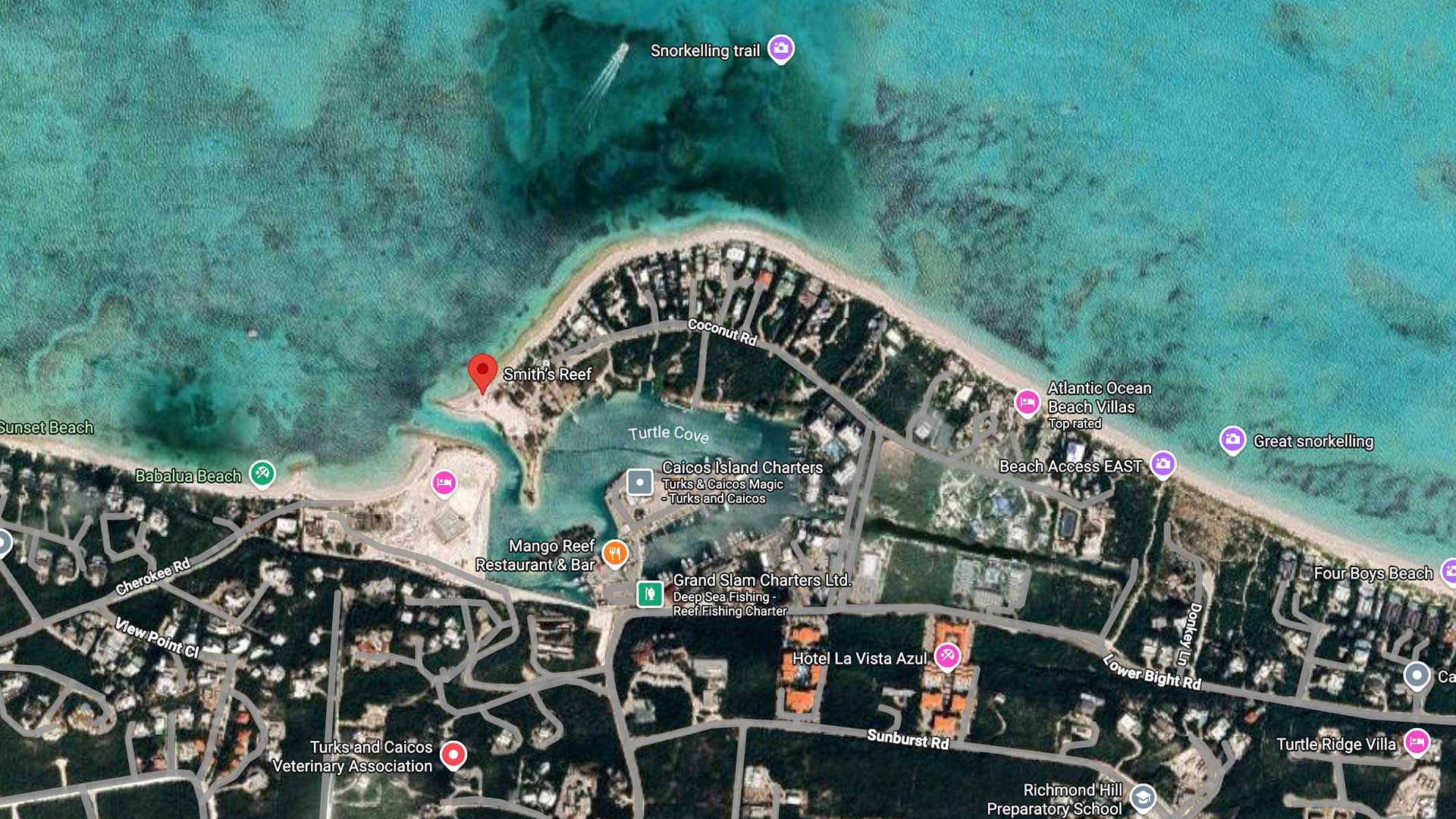 Smith's Reef - West Beach Access - Providenciales, Turks and Caicos Map