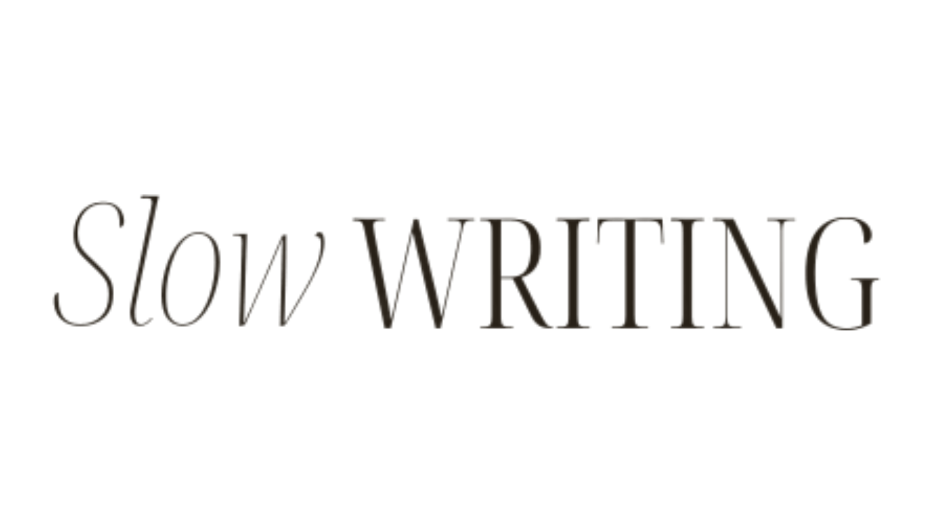 Slow Writing podcast logo in branded off-black, indicating a media appearance.