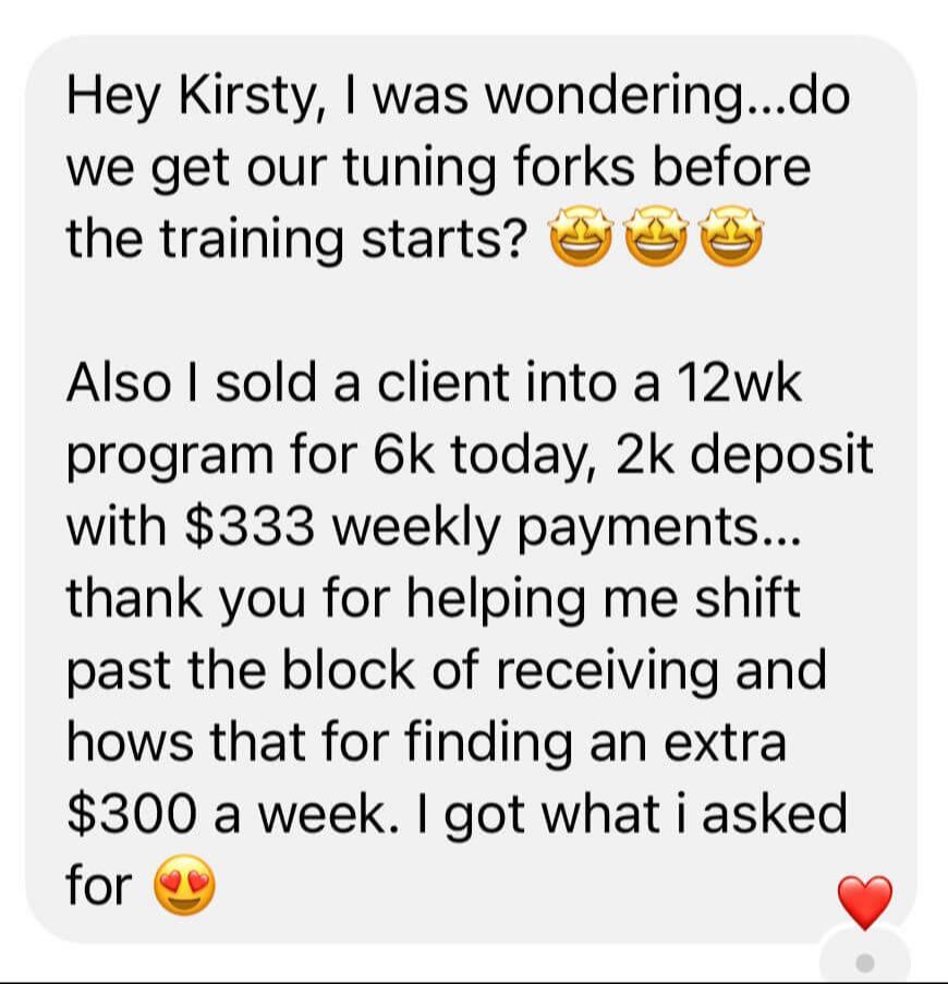 Positive feedback from Chakra Healing Certification student