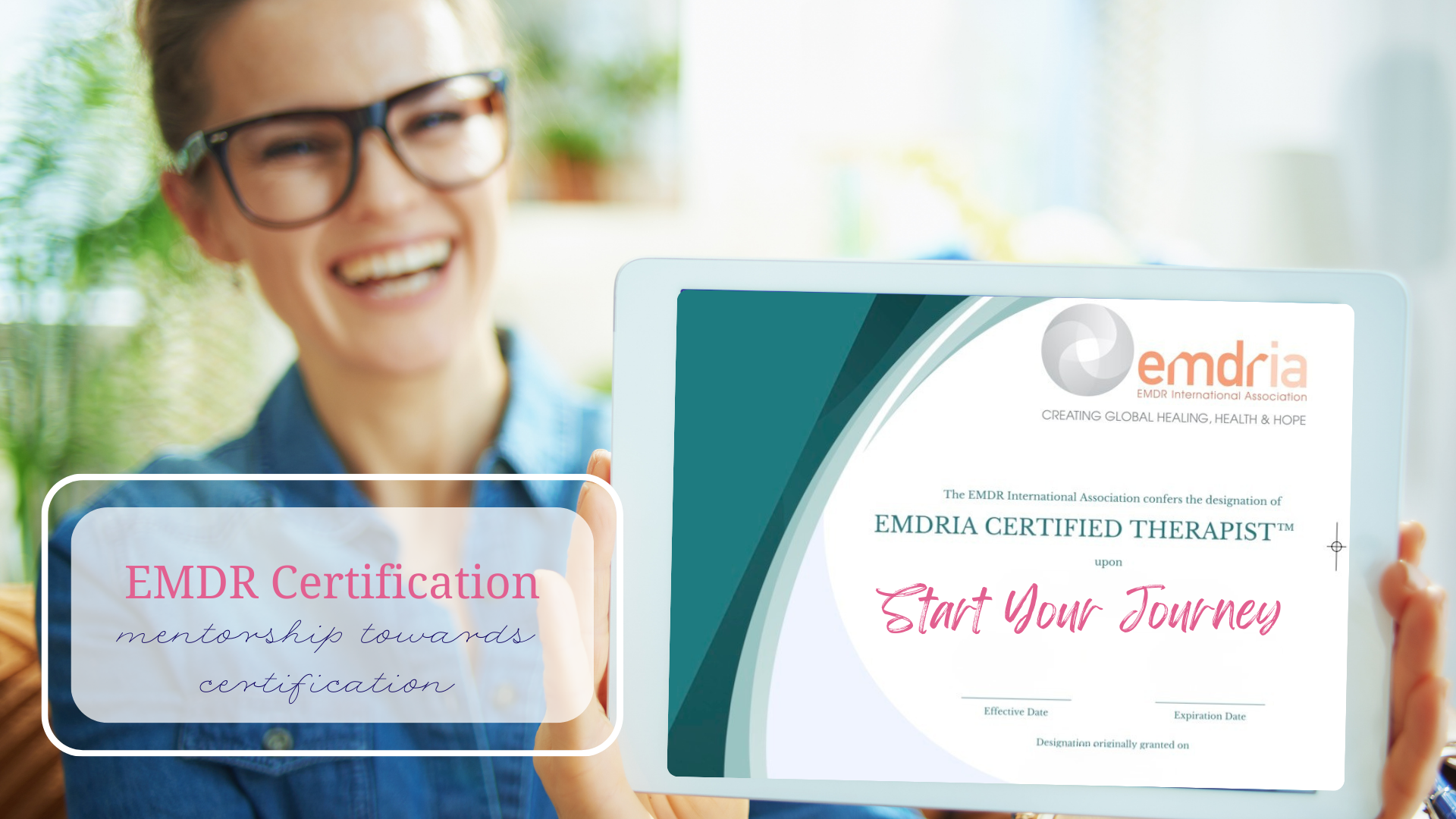 EMDRIA Certified Therapist certificate achieved through clinical mentorship.