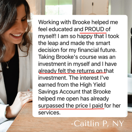 testimonial from new york resident caitlin on becoming proud of her finances and money, taking the leap to make smart decisions for her financial future