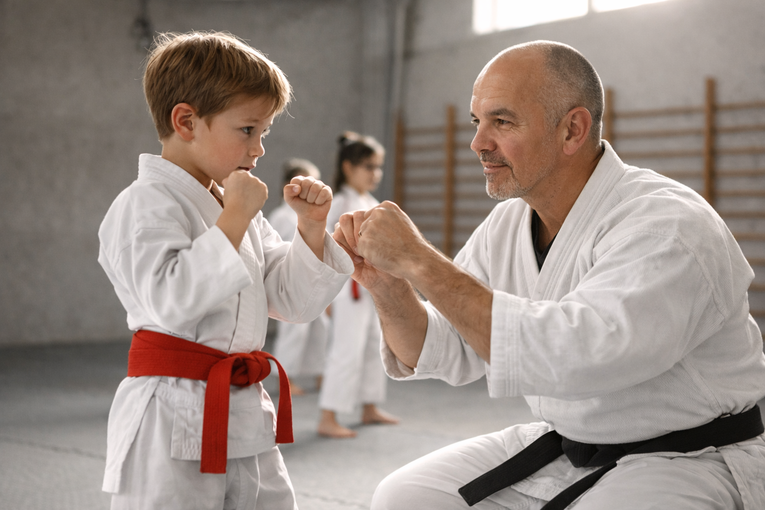 Sensei Malcolm coaching a child